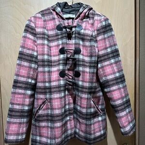 Pink Plaid Wool Coat